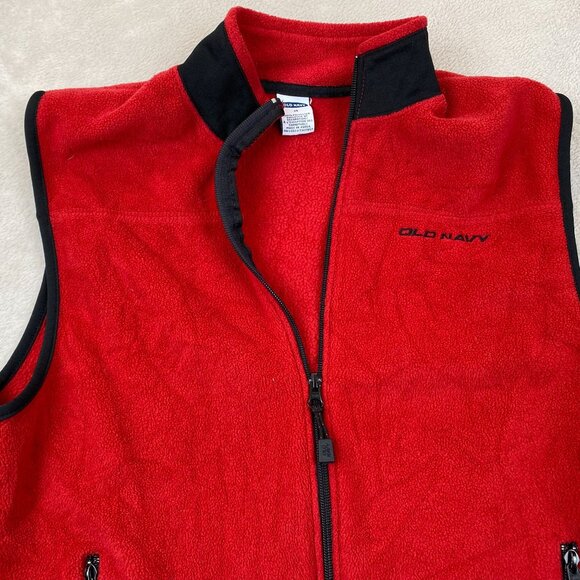 Old Navy Womans Vest Size 14 Red Fleece Zipper 100% Polyester Sleeveless - Picture 2 of 8